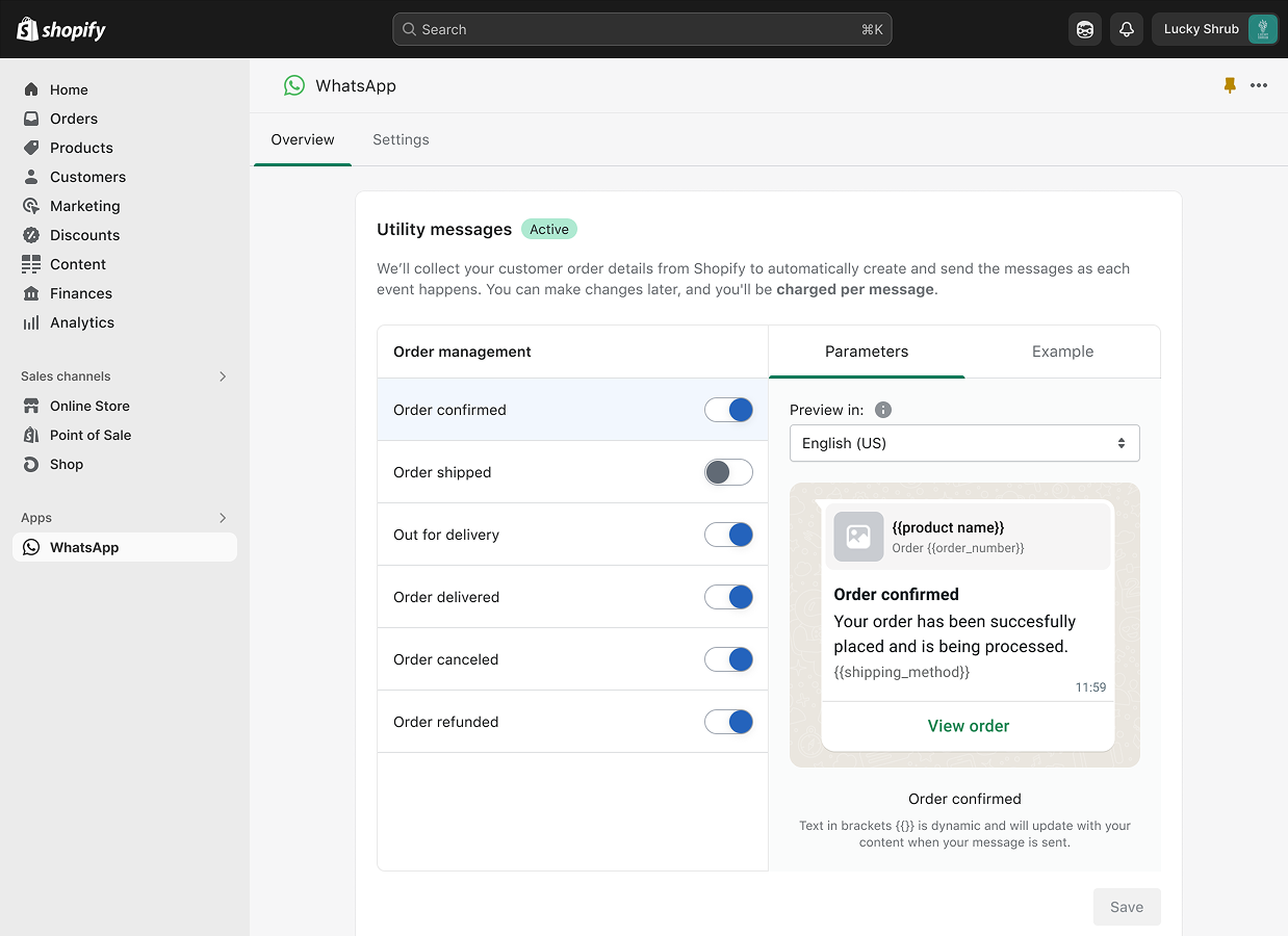 Shopify WhatsApp App screenshot